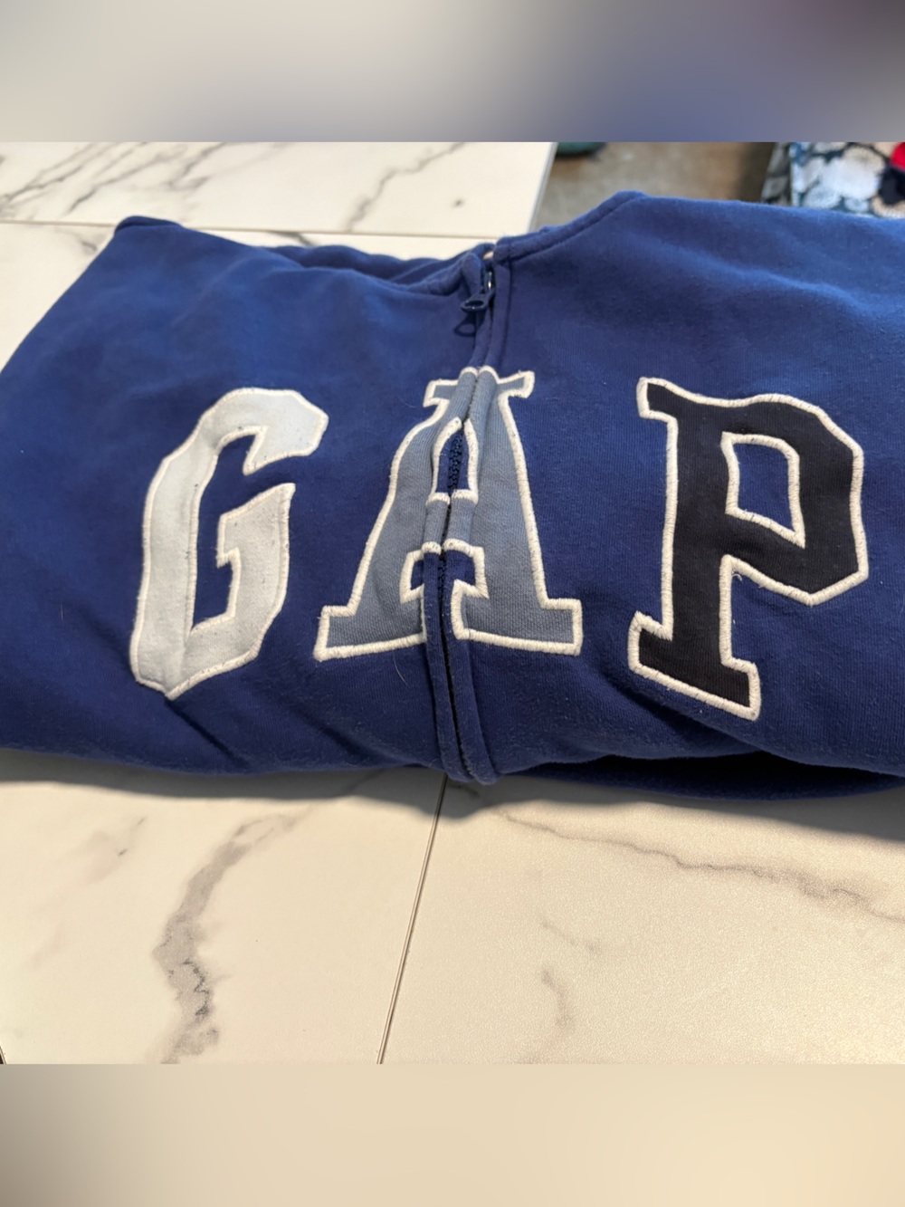 Large GAP Navy Blue Kids Zip Hoodie Jogger Set with Logo Gently Used